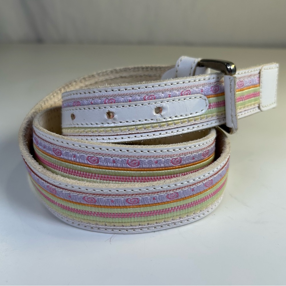 Women’s Vintage Steinebronn Sportcouture White Leather Belt. Size L